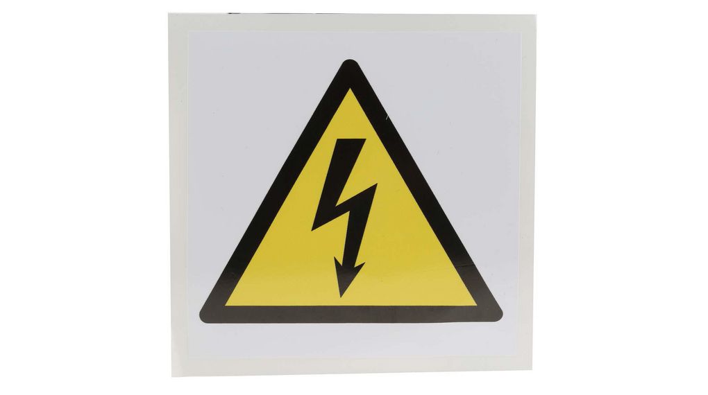 Elektrisches Gefahrenzeichen, Vierkant, Schwarz/gelb / Weiss, Vinyl, Warnung